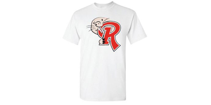 White t-shirt with naked mole rat red wings logo