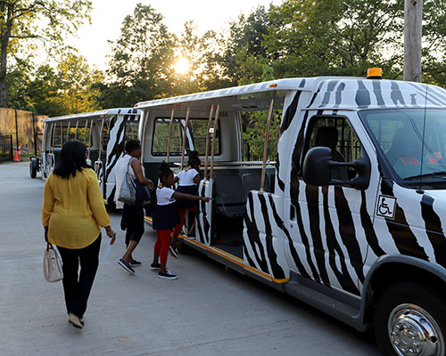 Guests boarding the Zoo Tram